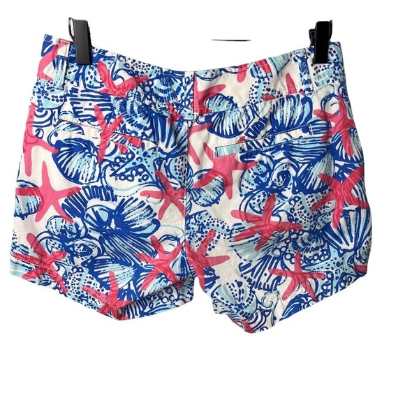 Lilly Pulitzer She She Shells Callahan Shorts Size 2 Starfish Shells Blue Red - Picture 5 of 9